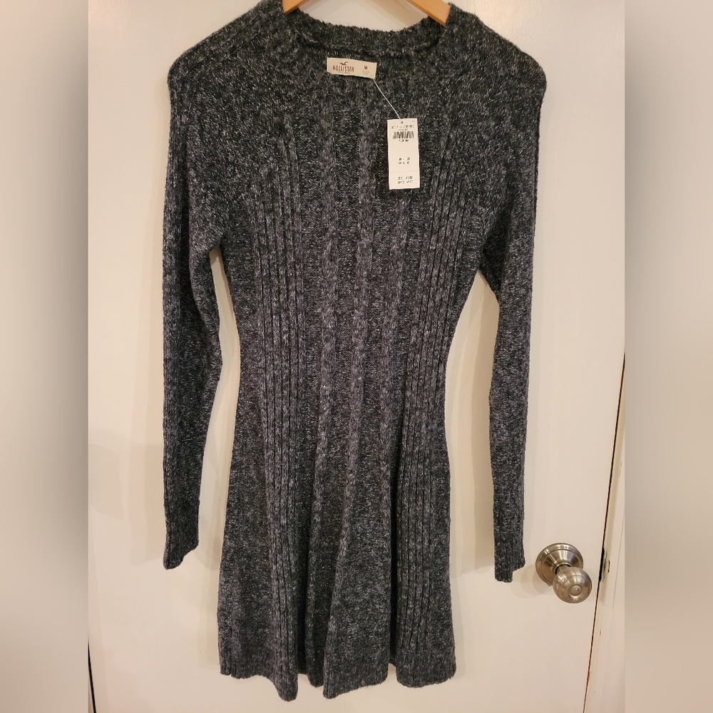 Hollister Dark Gray Cable Sweater Dress Size Medium